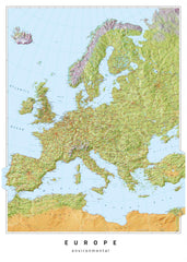 Europe Oxford Cartographers Environmental 594 x 841mm Wall Map