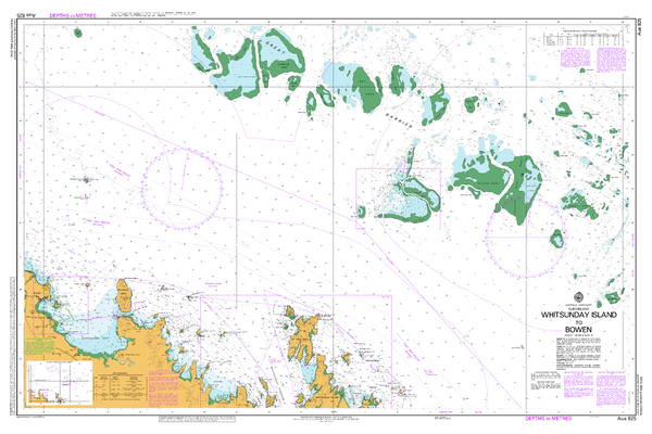 AUS 825 - Whitsunday Island to Bowen Nautical Chart