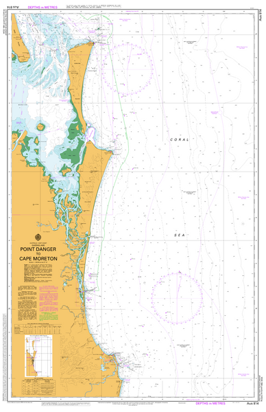 AUS 814 - Point Danger to Cape Moreton Nautical Chart