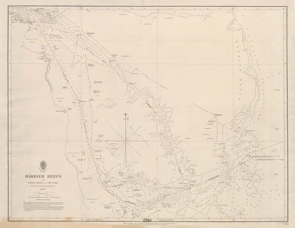 Australia — Barrier Reefs, from Raine Island to Cape York (1843–1846) wall map | Mapworld