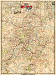 Brisbane Historical Wall Map 1920 Gordon & Gotch