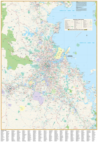 Brisbane UBD  462 Map 1380 x 2000mm Laminated Wall Map with Hang Rails