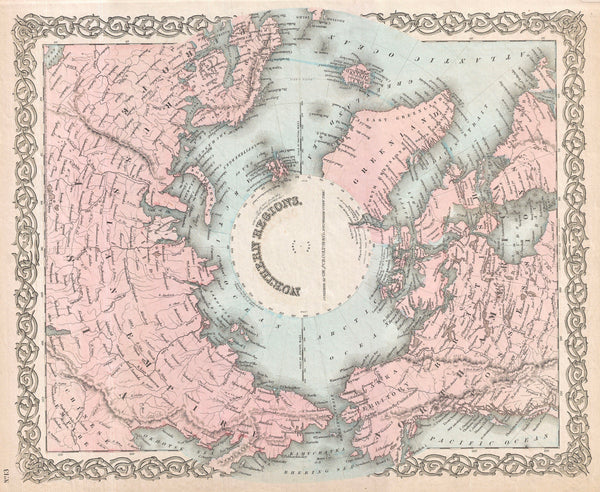 Colton Wall Map of the North Pole or Arctic (1872) Print