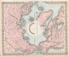 Colton Wall Map of the North Pole or Arctic (1872) Print