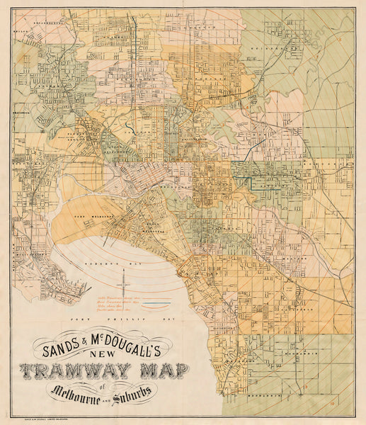 Melbourne Tramways Wall Map 1895