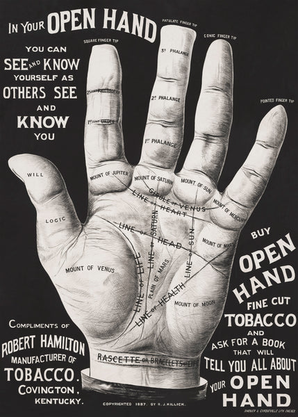 Open hand, palm reading. Original from the Library of Congress