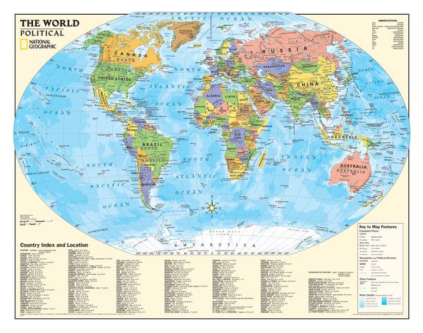 Political World Education Wall by National Geographic 1165 x 915mm