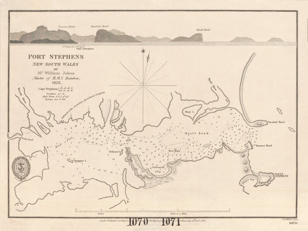 Port Stephens Admiralty Chart, New South Wales (1828–1831) wall map | Mapworld