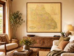 Queensland Pastoral Stations 1920 H.E.C Robinson Wall Map