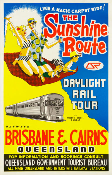 Travel Poster Brisbane To Cairns The Sunshine Route travel poster