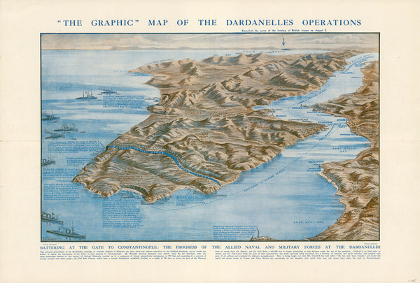 Map of the Dardanelles Operations with text at the top and bottom