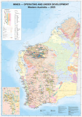 WA Operating and Under Development Mines 2025 700 x 1000mm Wall Map