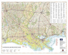 Louisiana Recreation 883 x 711mm Wall Map