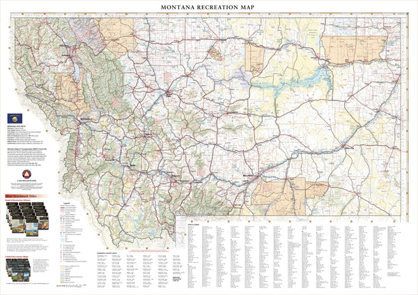 Montana Recreation 991 x 699mm Wall Map