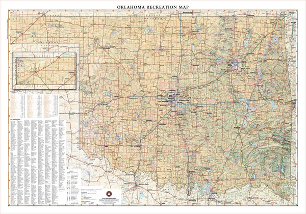 Oklahoma Recreation 1016 x 711mm Wall Map