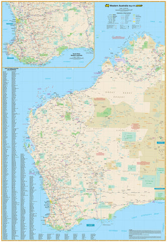 Western Australia UBD 670 map 1400 x 2000mm Laminated Wall Map with Hang Rails