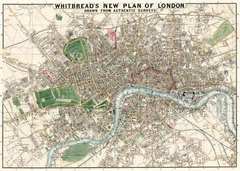 Whitbread's new plan of London: drawn from authentic survey (1853) by J. Whitbread