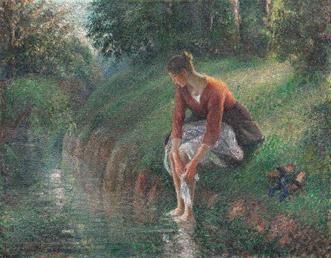 Woman Bathing Her Feet in a Brook (1894–95) by Camille Pissarro