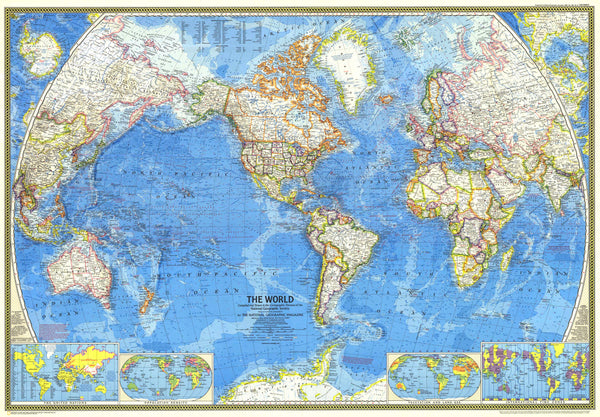 World Wall Map 1970 by National Geographic