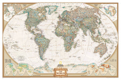 World map with detailed geographical features, published by National Geographic.