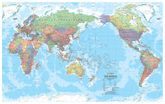 World Hema Political (Pacific) Classic 1010 x 650mm Large Canvas Wall Map with Hang Rails