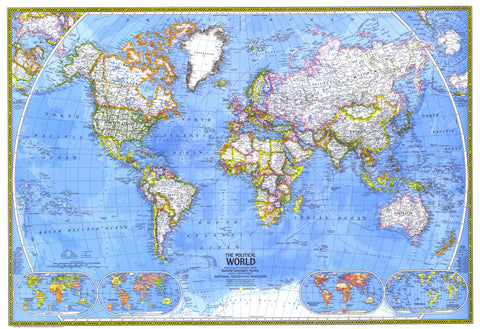 World Political Wall Map 1975 by National Geographic