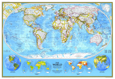 World Political Wall Map 1994 by National Geographic