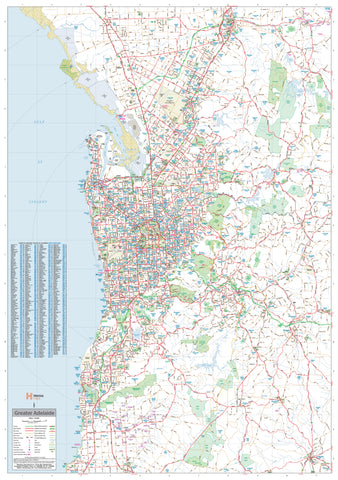 Adelaide & Region Hema 700 x 1000mm Laminated Wall Map