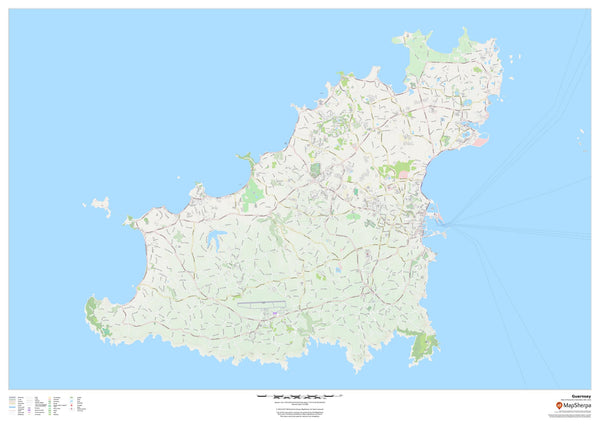 Guernsey - Channel Islands Wall Map 841 x 1189mm