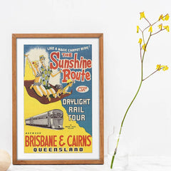 TRAVEL POSTER - Brisbane to Cairns (The Sunshine Route) – detail view | Mapworld