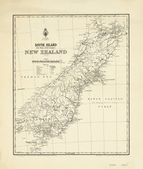 Vintage map of South Island, New Zealand on a beige background