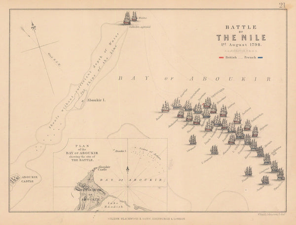 Battle of The Nile, 1855 Sir Archibald Alison , 1855 Historic Wall Map