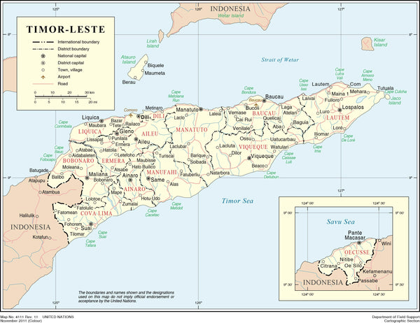 East Timor Wall Map