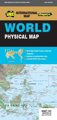 World Physical 100 UBD Folded Map