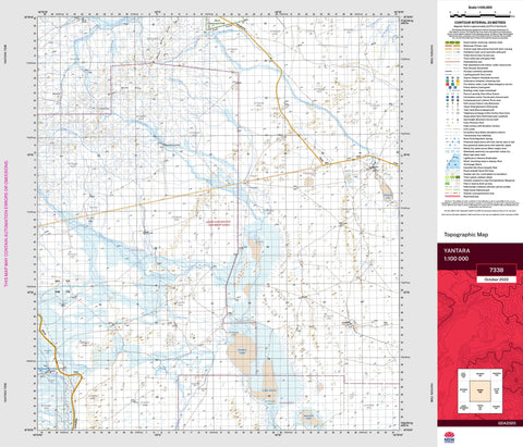 Yantara 7338 Topographic Map 1:100k