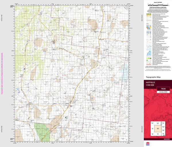 Hatfield 7630 Topographic Map 1:100k