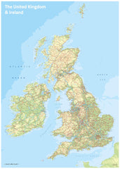 UK & Ireland Topographic by Oxford Cartographers 594 x 841mm Map