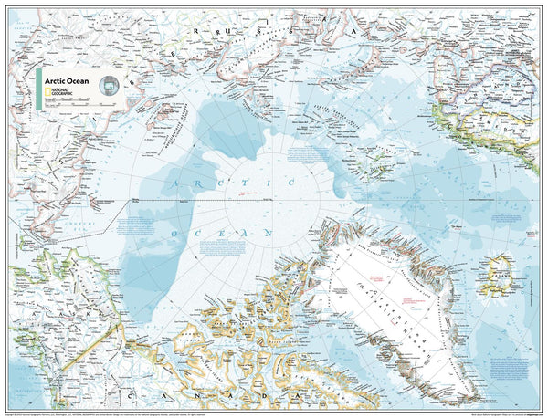 Arctic Ocean Political Atlas of the World, 11th Edition, National Geographic Wall Map