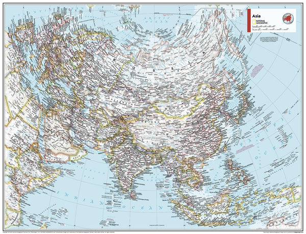 Asia Political Atlas of the World, 11th Edition, National Geographic Wall Map