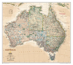 Australia Executive NGS 770 x 689mm Laminated Wall Map with Hang Rails