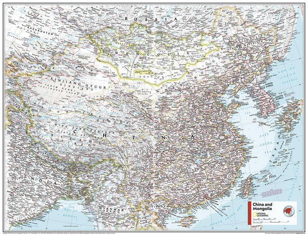 China & Mongolia Atlas of the World, 11th Edition, National Geographic Wall Map