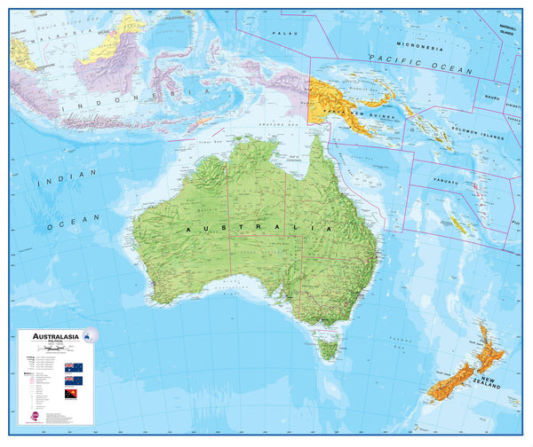 Australasia Political Maps International 1080 x 900mm Wall Map