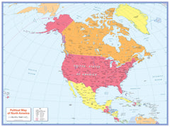 Children's Political Map of North America 905 x 668mm