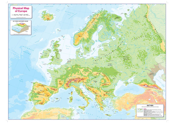 Children's Physical Map of Europe 905 x 669mm