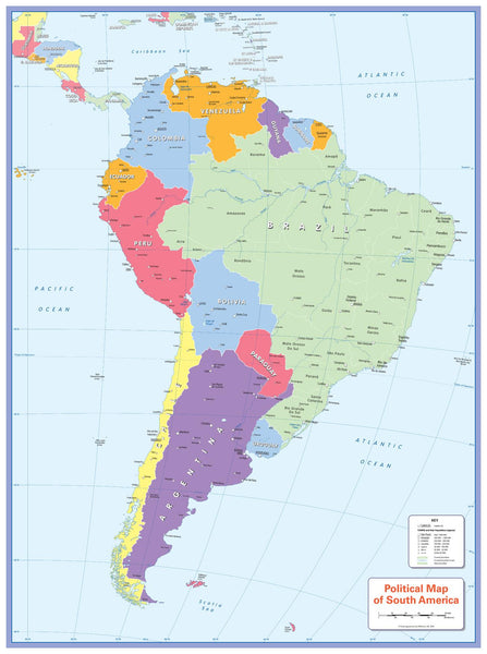 Children's Political Map of South America 668 x 905mm