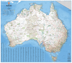 Australia Hema 1660 x 1455mm Mega Map Laminated Wall Map with Hang Rails