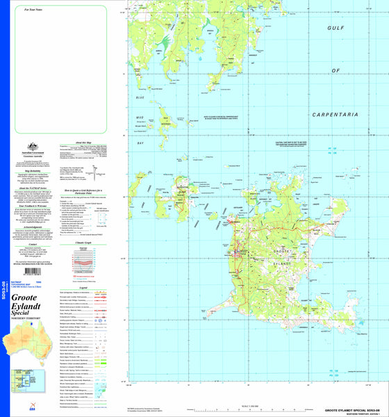 Groote Eylandt Special SD53-08 Topographic Map 1:250k