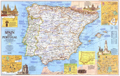 Traveler's Map of Spain - Published 1984 by National Geographic