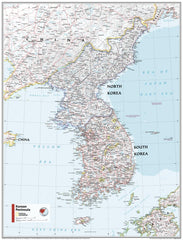 Korean Peninsula Atlas of the World, 11th Edition, National Geographic Wall Map