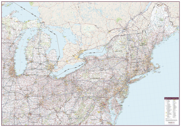 Northeastern United States Wall Map 1325 x 928mm
